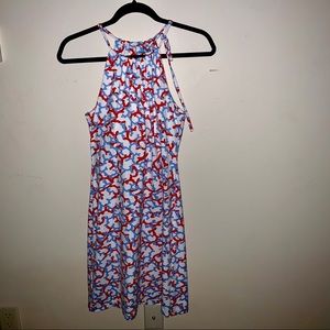 J. McLaughlin red and blue drawstring halter dress